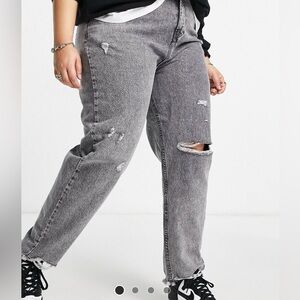 NWT Yours via ASOS sz 14 ripped mom jeans in grey denim. Comfortable & relaxed!
